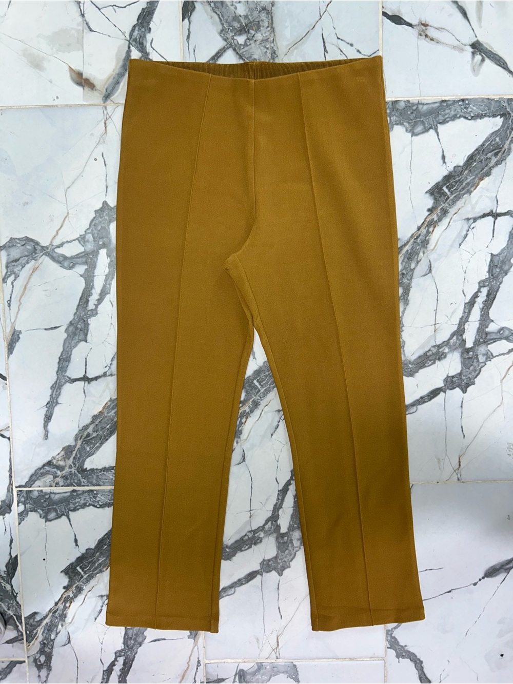 By Malene Birger Slim Tailored Chinos in Mustard Brown Ankle Length